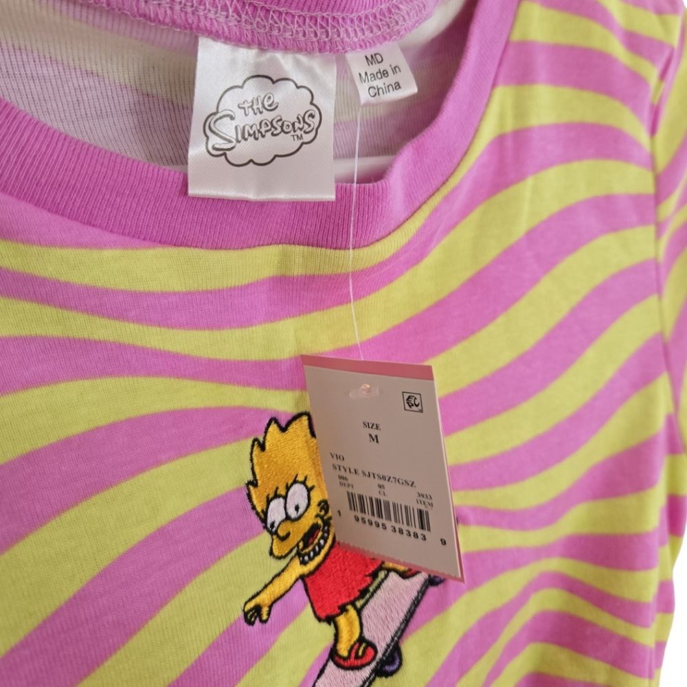LISA SIMPSON STRIPED RUNCHED TIE TEE - M - Picture 3 of 6